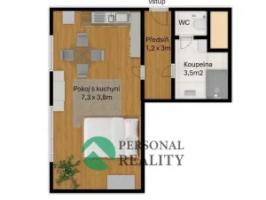 Prodej bytu 1+kk, Praha - Stodůlky, Na Výrovně, 37 m2