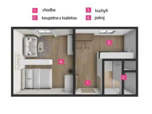 Pronájem bytu 1+1, Moravské Budějovice, Šafaříkova, 33 m2