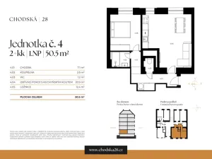 Prodej bytu 2+kk, Praha - Vinohrady, Chodská, 51 m2