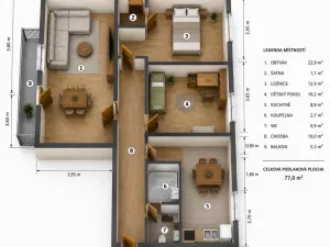 Prodej bytu 3+1, Kojetín - Kojetín I-Město, Polní, 74 m2