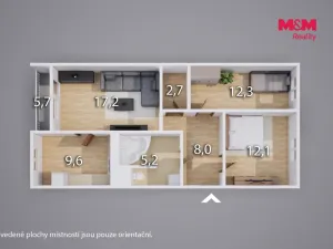 Prodej bytu 3+1, Teplice - Prosetice, Krajní, 72 m2