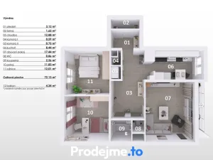 Prodej bytu 3+1, Brno, U pošty, 73 m2