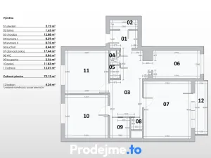 Prodej bytu 3+1, Brno, U pošty, 73 m2