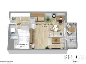 Pronájem bytu 1+kk, Třebíč, Modřínová, 37 m2