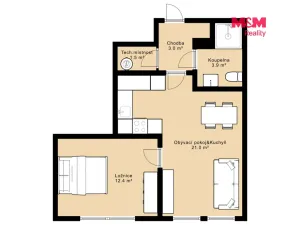 Prodej bytu 2+kk, Třeboň - Holičky, 42 m2
