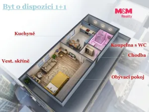 Pronájem bytu 1+1, Pardubice - Bílé Předměstí, Na Okrouhlíku, 29 m2