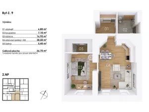 Prodej bytu 2+kk, Postupice, Blanická, 67 m2