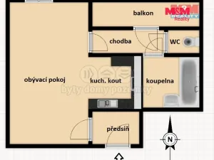 Pronájem bytu 1+kk, Praha - Holešovice, Stupkova, 31 m2
