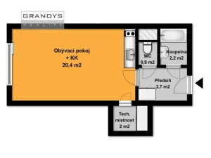 Pronájem bytu 1+kk, Praha - Modřany, Platónova, 29 m2