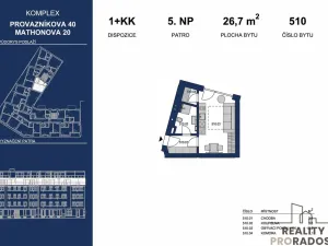 Pronájem bytu 1+kk, Brno, Provazníkova, 27 m2