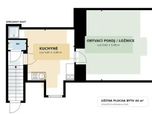 Pronájem bytu 1+1, Praha - Malá Strana, Šporkova, 44 m2