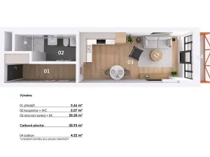 Pronájem bytu 1+kk, Praha - Vysočany, Kolbenova, 33 m2