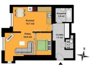 Pronájem bytu 2+kk, Praha - Holešovice, Na Maninách, 48 m2