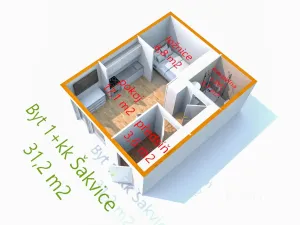 Prodej bytu 1+kk, Šakvice, Hlavní, 31 m2
