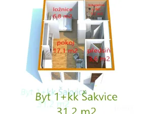 Prodej bytu 1+kk, Šakvice, Hlavní, 31 m2