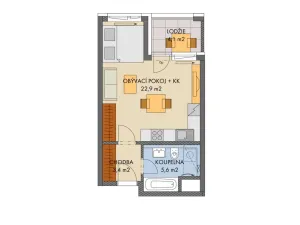 Prodej bytu 1+kk, Praha - Hlubočepy, Gollové, 32 m2