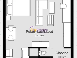 Pronájem bytu 1+kk, Praha - Bohnice, Poznaňská, 45 m2