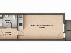 Pronájem bytu 1+kk, Hradec Králové - Nový Hradec Králové, Pod Zámečkem, 28 m2