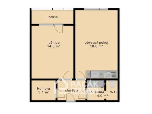 Pronájem bytu 2+kk, Olomouc - Nová Ulice, Za vodojemem, 50 m2