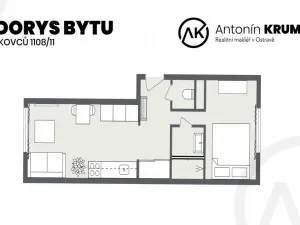 Pronájem bytu 1+1, Ostrava - Mariánské Hory, Slavníkovců, 31 m2