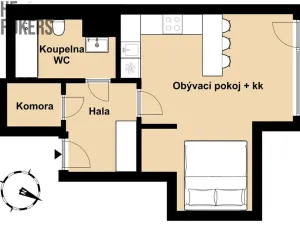Pronájem bytu 1+kk, Praha - Karlín, U Mlýnského kanálu, 37 m2