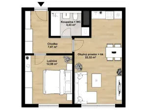Pronájem bytu 2+kk, Chrudim, V Hliníkách, 50 m2