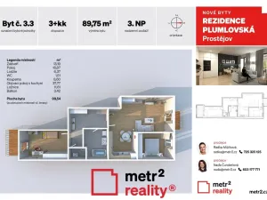 Prodej bytu 3+kk, Prostějov, Plumlovská, 99 m2