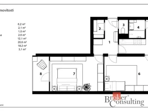 Prodej bytu 2+1, Hradec Králové - Moravské Předměstí, Štefánikova, 62 m2