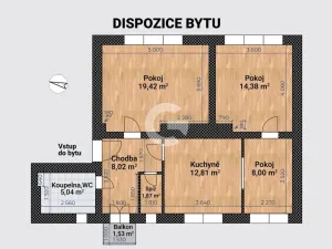 Prodej bytu 3+1, Zlín, Hluboká, 69 m2