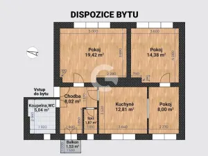 Prodej bytu 3+1, Zlín, Hluboká, 69 m2