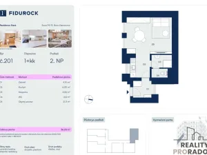 Pronájem bytu 1+kk, Brno, Stará, 36 m2