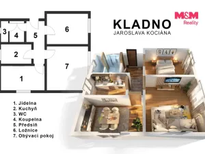 Prodej bytu 3+1, Kladno - Kročehlavy, Jarosl. Kociána, 60 m2