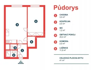 Pronájem bytu 2+kk, Praha - Modřany, Daškova, 41 m2