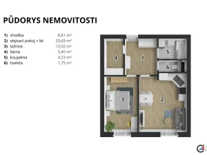 Prodej bytu 2+kk, Pardubice - Ohrazenice, U Sportovní školy, 59 m2