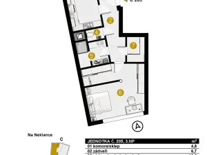 Prodej bytu 2+kk, Praha - Smíchov, Na Neklance, 61 m2