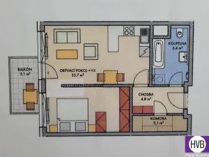 Prodej bytu 2+kk, Praha - Hlubočepy, Hugo Haase, 53 m2