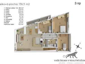 Prodej bytu 4+kk, Praha - Vysočany, Skloněná, 116 m2