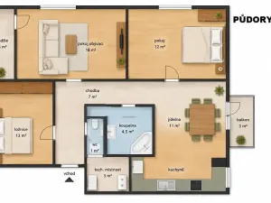 Pronájem bytu 3+1, Luhačovice, 68 m2