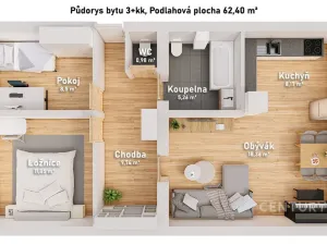Prodej bytu 3+kk, České Budějovice - České Budějovice 5, Dobrovodská, 62 m2