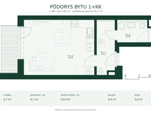 Prodej bytu 1+kk, Brno - Horní Heršpice, Jižní, 34 m2