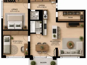 Prodej bytu 3+1, Zlín - Malenovice, Tyršova, 83 m2