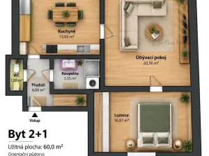 Pronájem bytu 2+1, Sulejovice, 59 m2