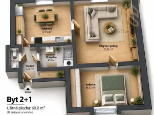 Pronájem bytu 2+1, Sulejovice, 59 m2