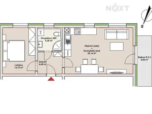 Pronájem bytu 2+kk, Liberec, Švermova, 48 m2