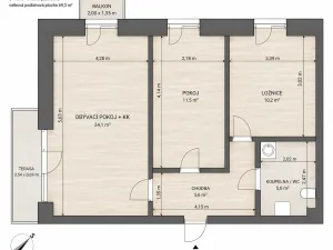 Pronájem bytu 3+kk, Milovice - Mladá, Slepá, 61 m2