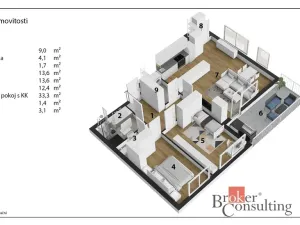 Pronájem bytu 3+kk, Praha - Dolní Měcholupy, Kryšpínova, 79 m2