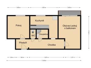 Pronájem bytu 2+1, Zábřeh, Křížkovského, 49 m2