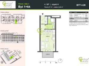 Pronájem bytu 1+kk, Praha - Kbely, Mladoboleslavská, 27 m2
