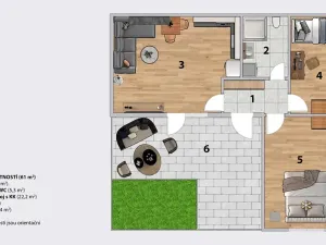 Pronájem bytu 3+kk, Brno, Pod Mniší horou, 61 m2