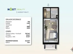 Pronájem bytu 1+kk, Slaný, Lázeňská, 34 m2